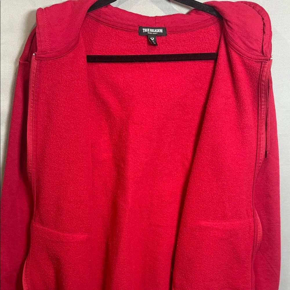 True Religion Y2K‎ Red Zip Hoodie Graphic Logo Sweatshirt L